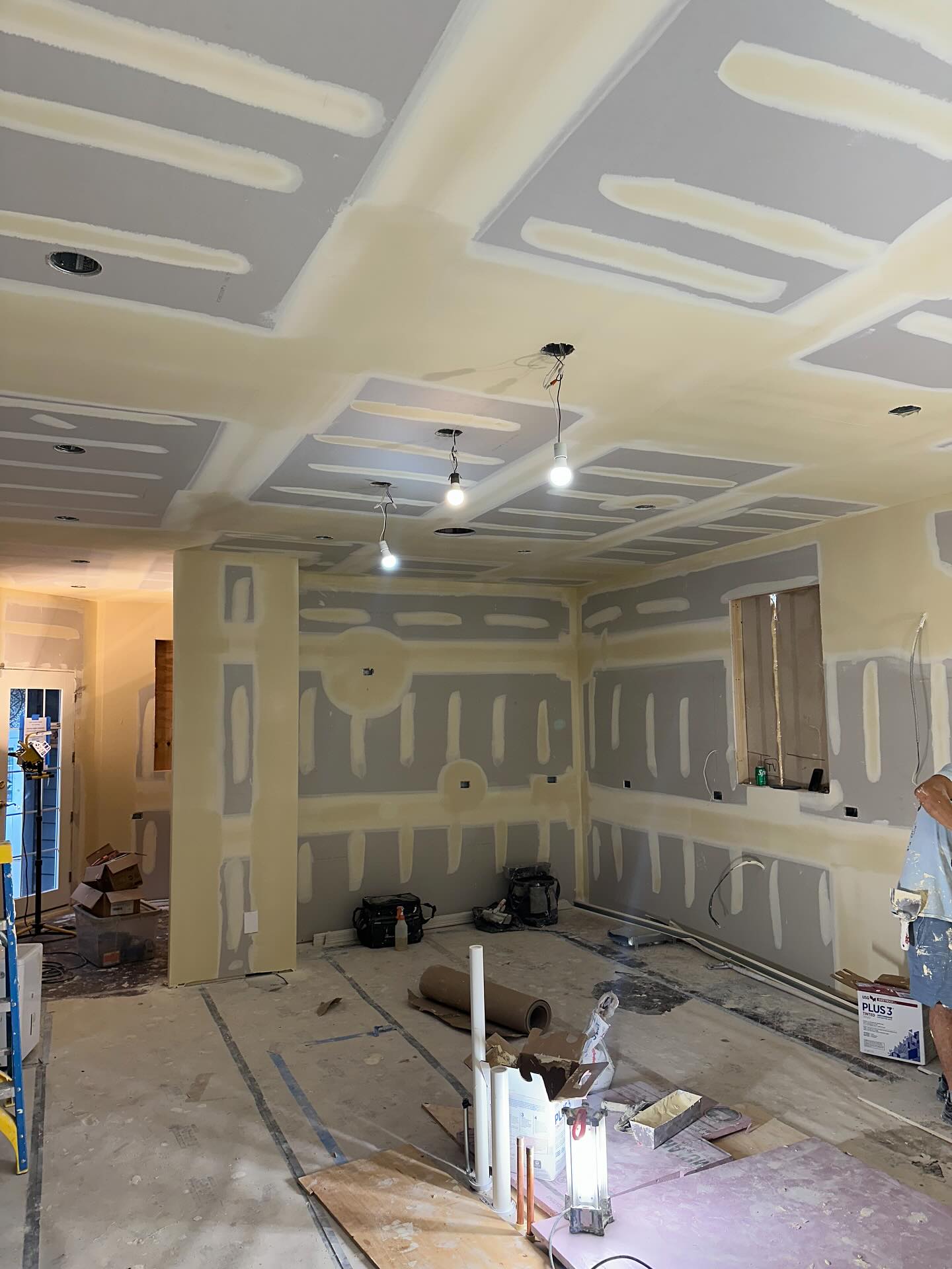 Kitchen remodel receiving second coat of mud
