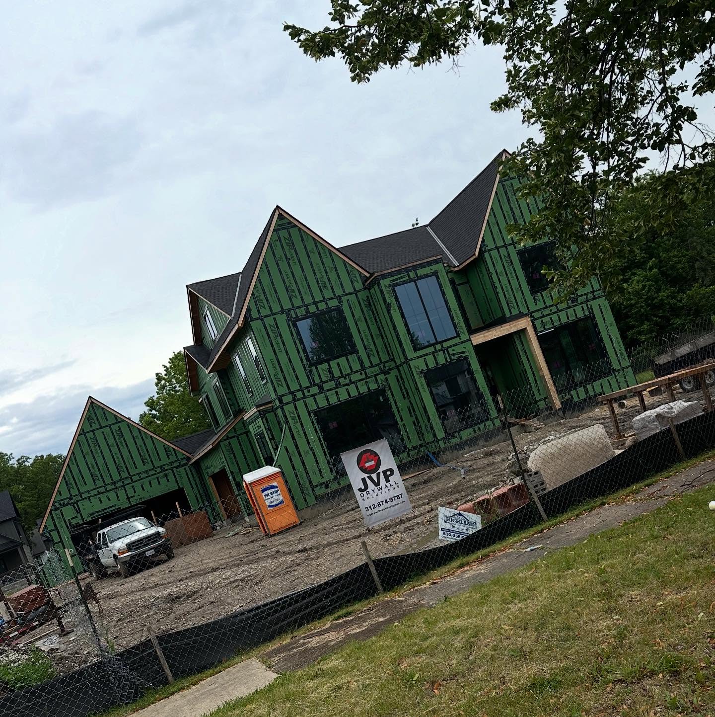 New construction site with framing ready for insulation